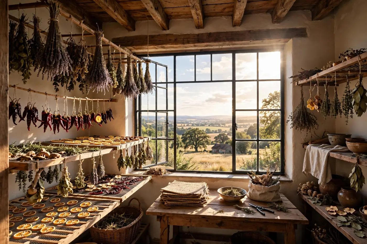 Sunrise to sunset view over drying room