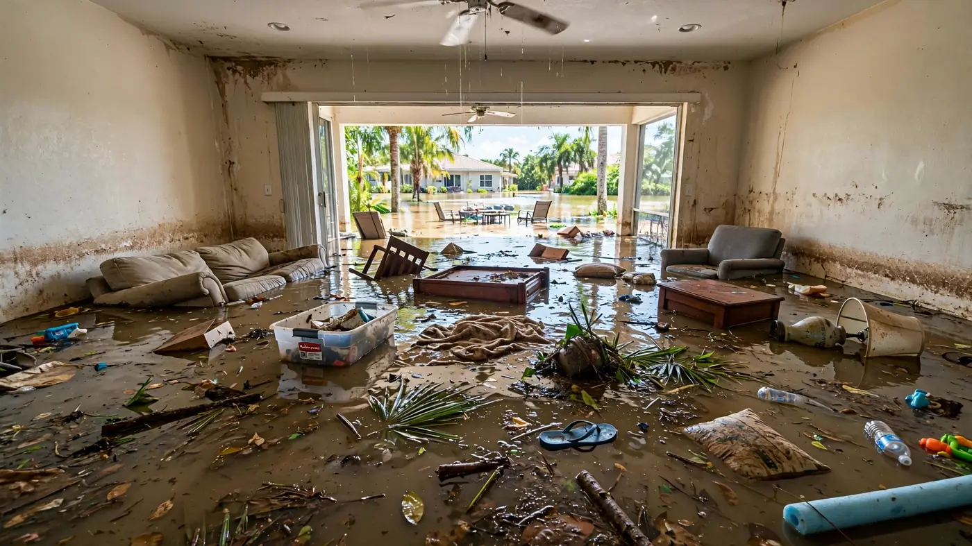 Flooded Florida home interior