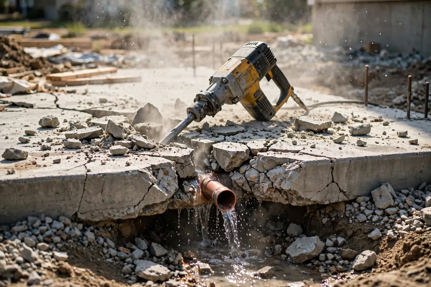 Slab leak damage