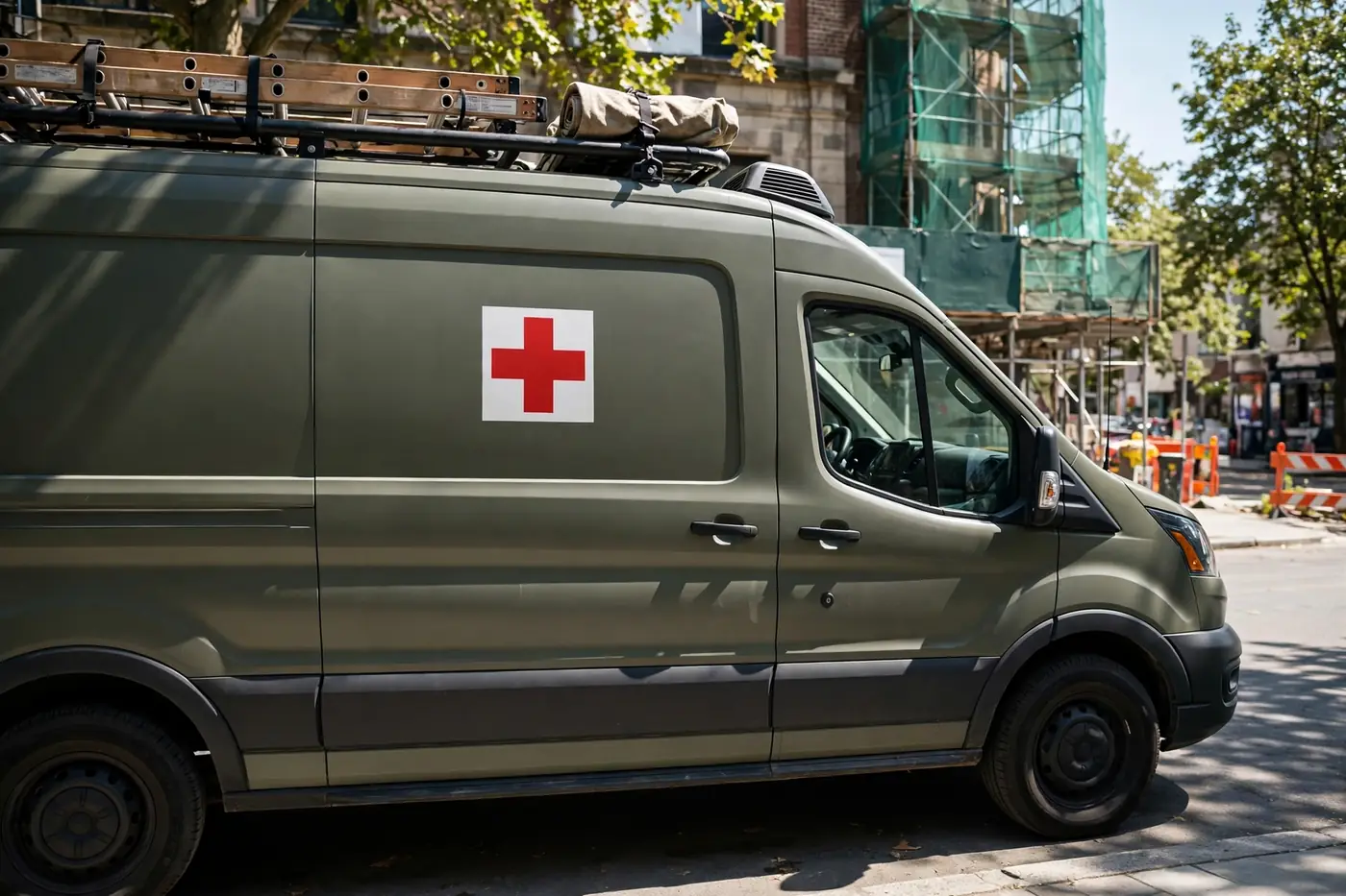 Emergency response van with lights at Florida home