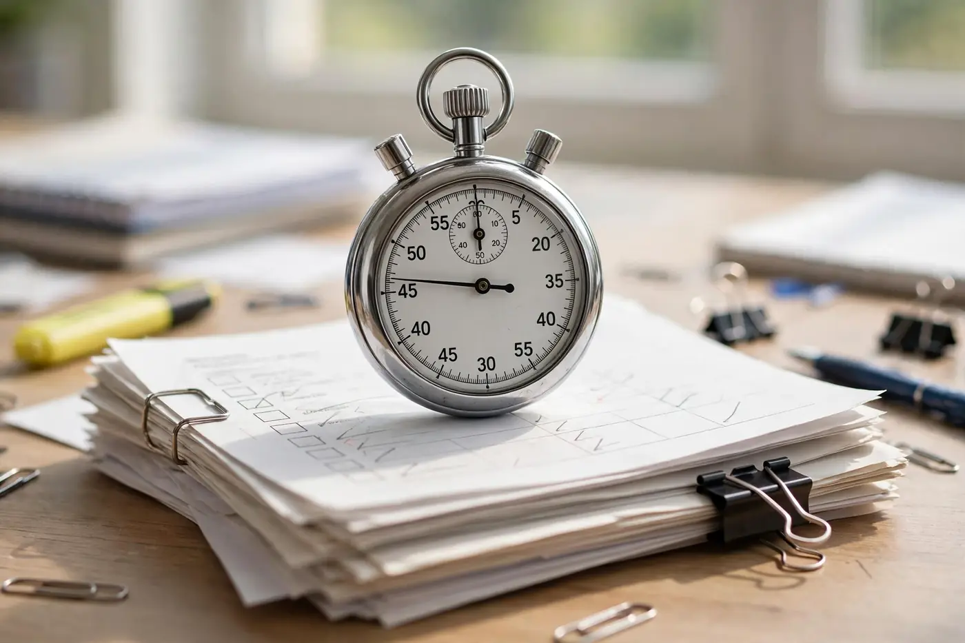 Stopwatch on emergency plan documents
